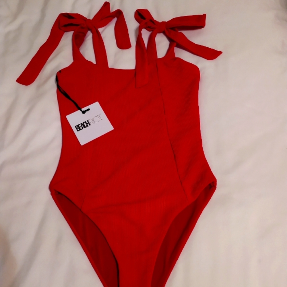 BeachRiot One-piece Bathing Suit with Bow Straps-Size XS (2)